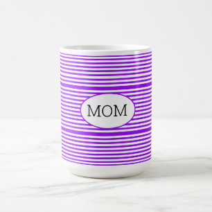 Taza De Café Púrpura y blanca a rayas