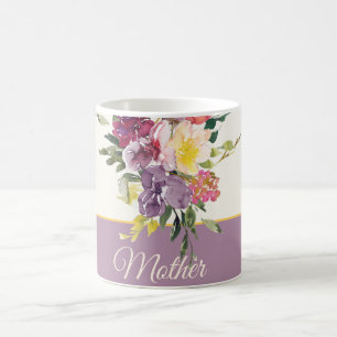 Taza De Café Púrpura y burdeos floral acuarela personalizable