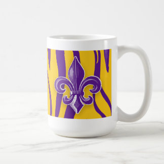 Taza De Café Púrpura y raya del tigre del oro con la flor de