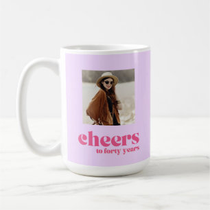 Taza De Café Púrpura y rosa retro, 40 años