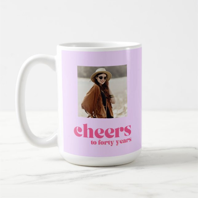 Taza De Café Púrpura y rosa retro, 40 años (Izquierda)