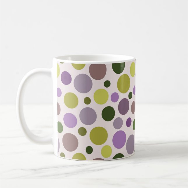 Taza De Café Púrpura y verde puntos de polka (Izquierda)