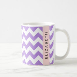 Taza De Café Púrpura Zigzag, Púrpura Chevron, Tu Nombre