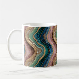 Taza De Café Purpurina Agate Café Verde azulado Rosa Mug