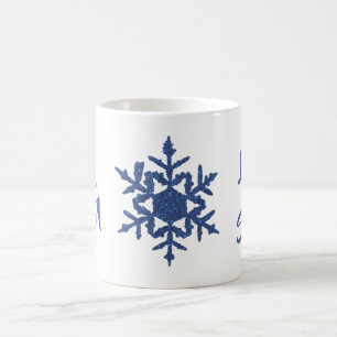 Taza De Café Purpurina azul ciudad Personalizado de copo de nie