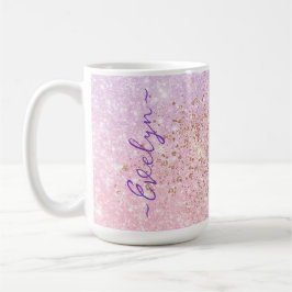 Taza De Café Purpurina azul rosa pastel personalizado