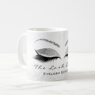Taza De Café Purpurina blanco de los gris plateados del estudio
