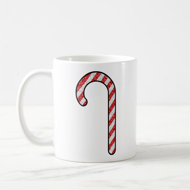 Taza De Café Purpurina Candy Cane (Izquierda)
