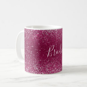 Taza De Café Purpurina de Borgoña y Plata