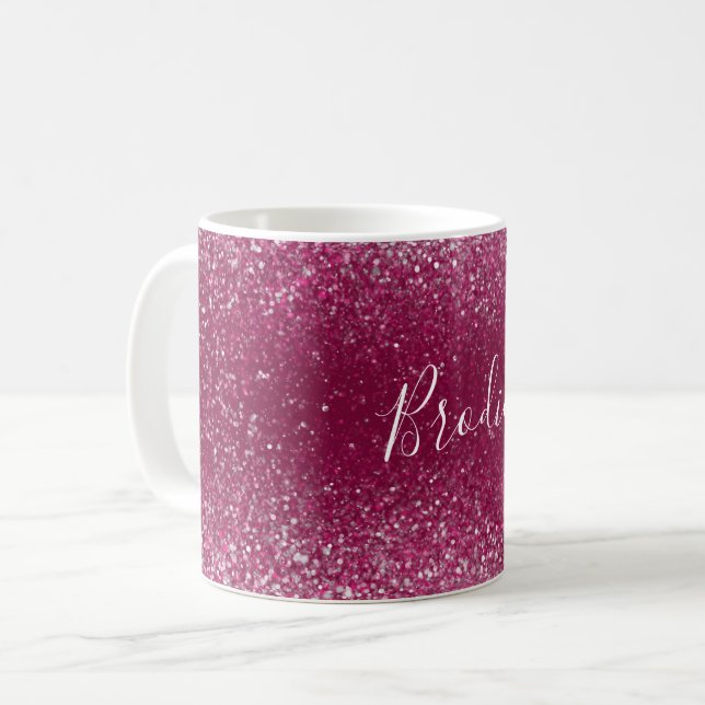 Taza De Café Purpurina de Borgoña y Plata (Anverso izquierdo)