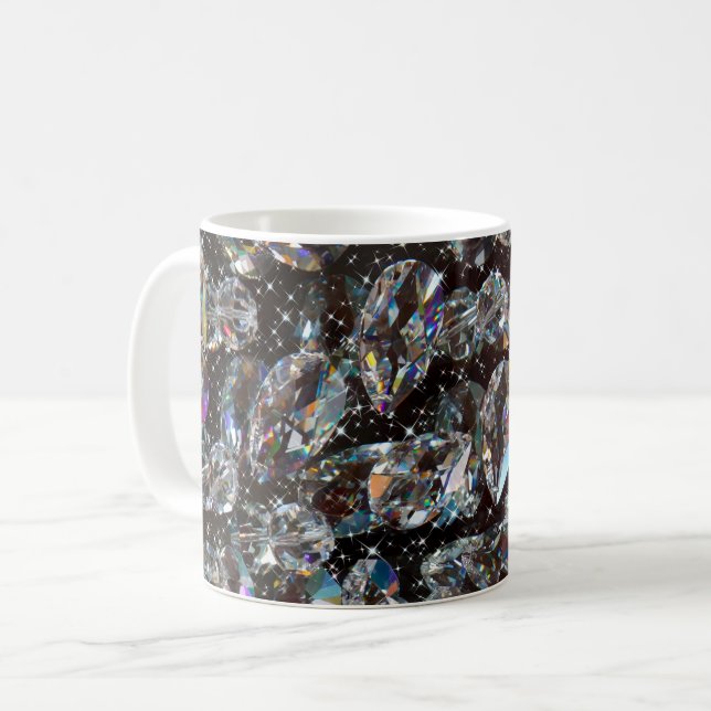 Taza De Café Purpurina de diamantes Sparkle Elegant (Anverso izquierdo)