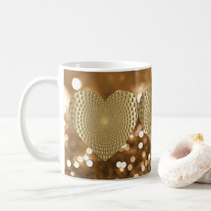 Taza De Café Purpurina de Faux Bokeh de Golden Prismatic