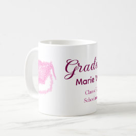 Taza De Café purpurina de graduación graduado rosa gorra añadir