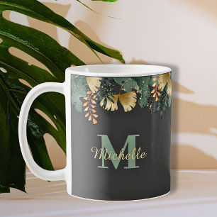 Taza De Café Purpurina de hojas tropicales Tumblador térmico mo
