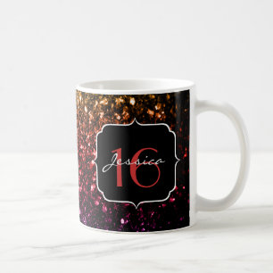 Taza De Café Purpurina de imitación arcoiris dulce dulce 16