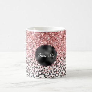 Taza De Café Purpurina de impresión de Leopardo Blanco Negro Gi