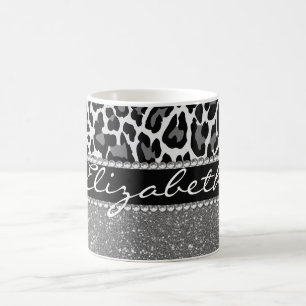Taza De Café Purpurina de impresión de leopardo personalizado 