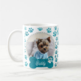 Taza De Café Purpurina de marco de foto de perro Mascota y patr
