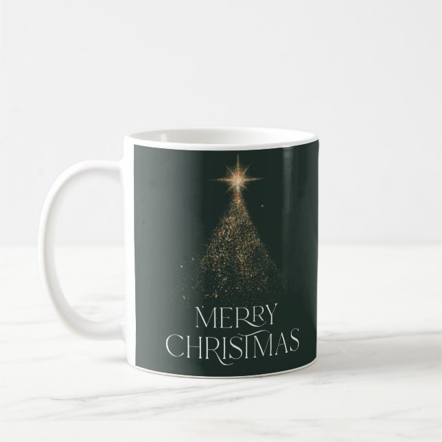 Taza De Café Purpurina de oro brillante foto de Navidades moder (Izquierda)