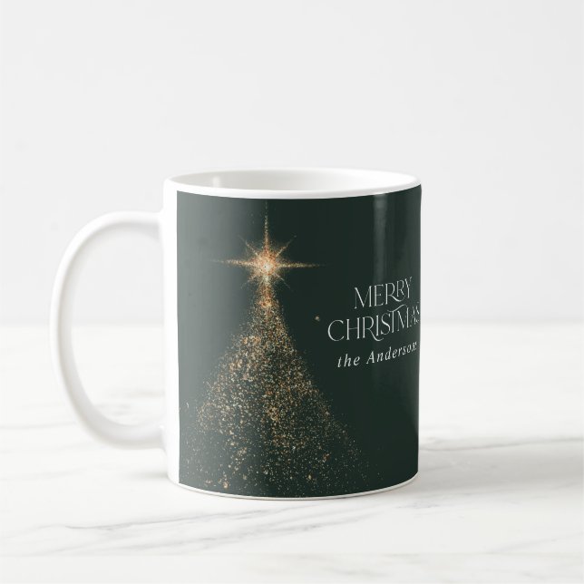 Taza De Café Purpurina de oro brillante foto de Navidades moder (Izquierda)