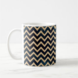 Taza De Café Purpurina de oro Chevron Dark Indigo azul moderno