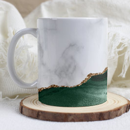 Taza De Café Purpurina de oro de la esmeralda verde de mármol b