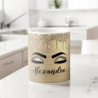 Purpurina de oro Esparkle Eyelashes Monograma Nomb