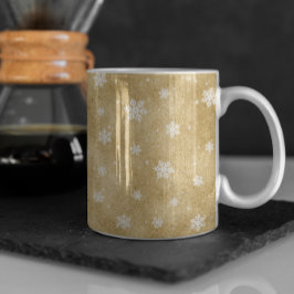 Taza De Café Purpurina de oro estrena Snowflakes Coffee Mug
