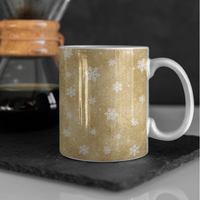 Taza De Café Purpurina de oro estrena Snowflakes Coffee Mug (Subido por el creador)