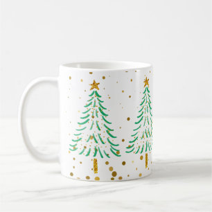 Taza De Café Purpurina de oro lindo Confetti Navidad Árboles fe