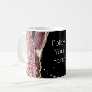 Taza De Café Purpurina de oro Rosa negro rosa de Rubor