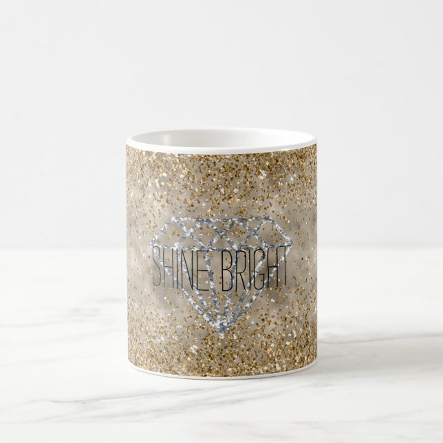 Taza De Café Purpurina de oro Silver Diamond Shine Bright (Centro)