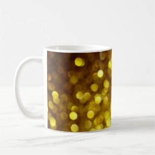 Taza De Café Purpurina de oro: textura de Navidades festivos.