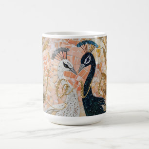 Taza De Café Purpurina de Peacocks Gold Ama a Rosa de Rubor