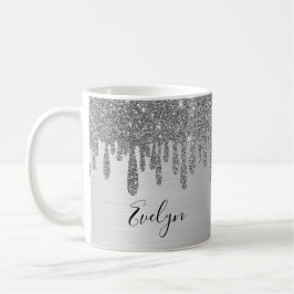 Taza De Café Purpurina de plata café cerámico personalizado Mug
