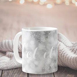 Taza De Café Purpurina de Plata Festividad de copos de nieve