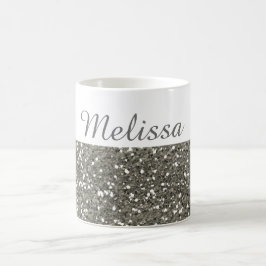 Taza De Café Purpurina de plata trémulo mi nombre