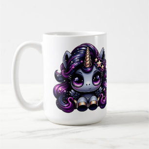 Taza De Café Purpurina de unicornio negro de Twilight pony
