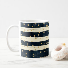 Taza De Café Purpurina dorado Indigo Azul estilo moderno