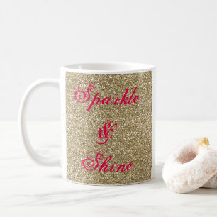 Taza De Café Purpurina dorado y rosa caliente Esparkle y brilla