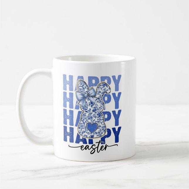 Taza De Café Purpurina Floral Azul Semana Santa Bunny Coquette (Izquierda)