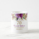 Taza De Café Purpurina floral Sparkling Amethyst 70th Birthday<br><div class="desc">¡Mugs de cumpleaños más elegantes en la Pequeña Tienda Bayleigh!</div>