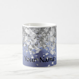 Taza De Café Purpurina gris azul y falso