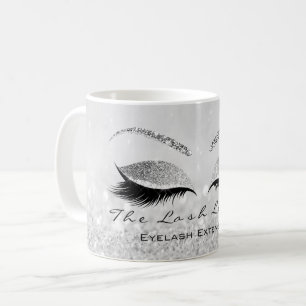 Taza De Café Purpurina gris plateado estudio de belleza