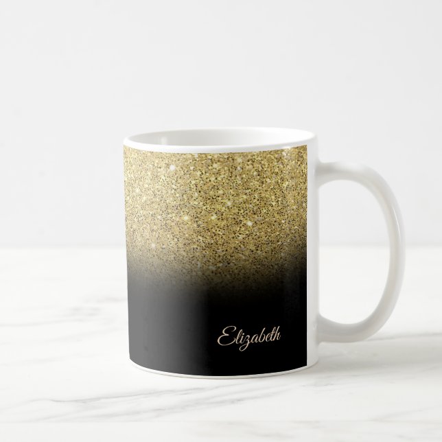 Taza De Café Purpurina Guay Gold de moda, negro - personalizado (Derecha)