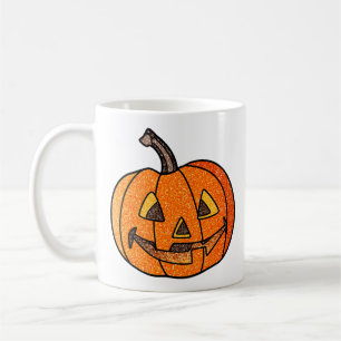 Taza De Café Purpurina Jack O'Lantern
