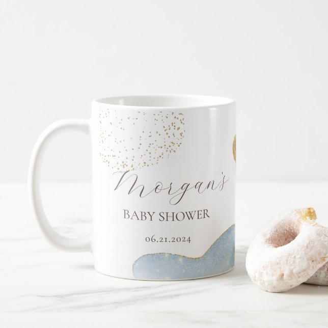 Taza De Café Purpurina mágico Resumen Monograma Baby Shower (Con donut)