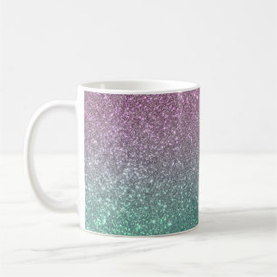 Taza De Café Purpurina Ombre De Parking Verde Rosa De Sirena