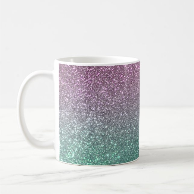 Taza De Café Purpurina Ombre De Parking Verde Rosa De Sirena (Izquierda)