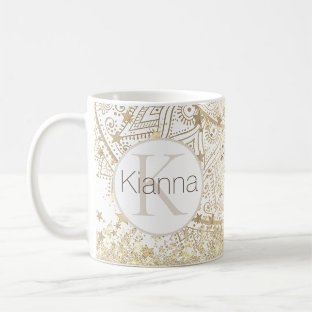 Taza De Café Purpurina personalizado de las estrellas de oro de (Izquierda)